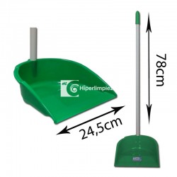 Recogedor con palo sin goma 24,5 cm verde