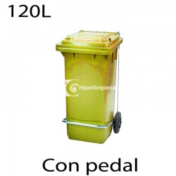 Contenedor de basura 120L amarillo con pedal