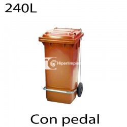 Contenedor de basura 240L naranja con pedal