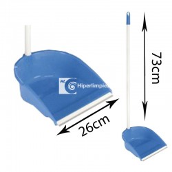 Recogedor azul con goma y palo blanco 26 cm