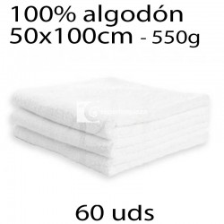 60 Toallas blancas para LAVABO algodón 550g