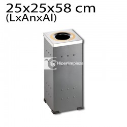 Papelera de reciclaje 1 boca rectangular acero inox HL2205R
