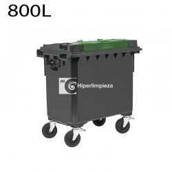 Contenedor basura 800L con doble tapa verde