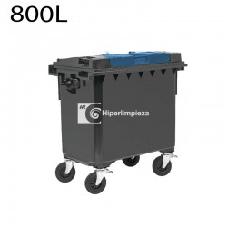 Contenedor basura 800L con doble tapa azul