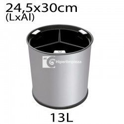 Papelera reciclaje 13L para tres cubos negro