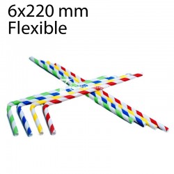 100 pajitas hostelería flexibles rayas papel 6x220mm