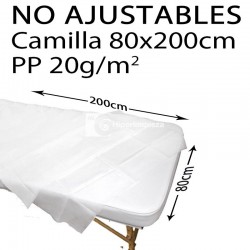 100 sábanas no ajustables SMS 80x200cm 14gr blanco