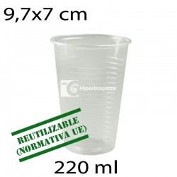 3000 vasos transparentes PP 220 ml reutilizables