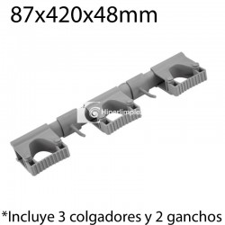 Kit colgadores pared hi-flex 420x87mm gris