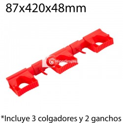 Kit colgadores pared hi-flex 420x87mm rojo